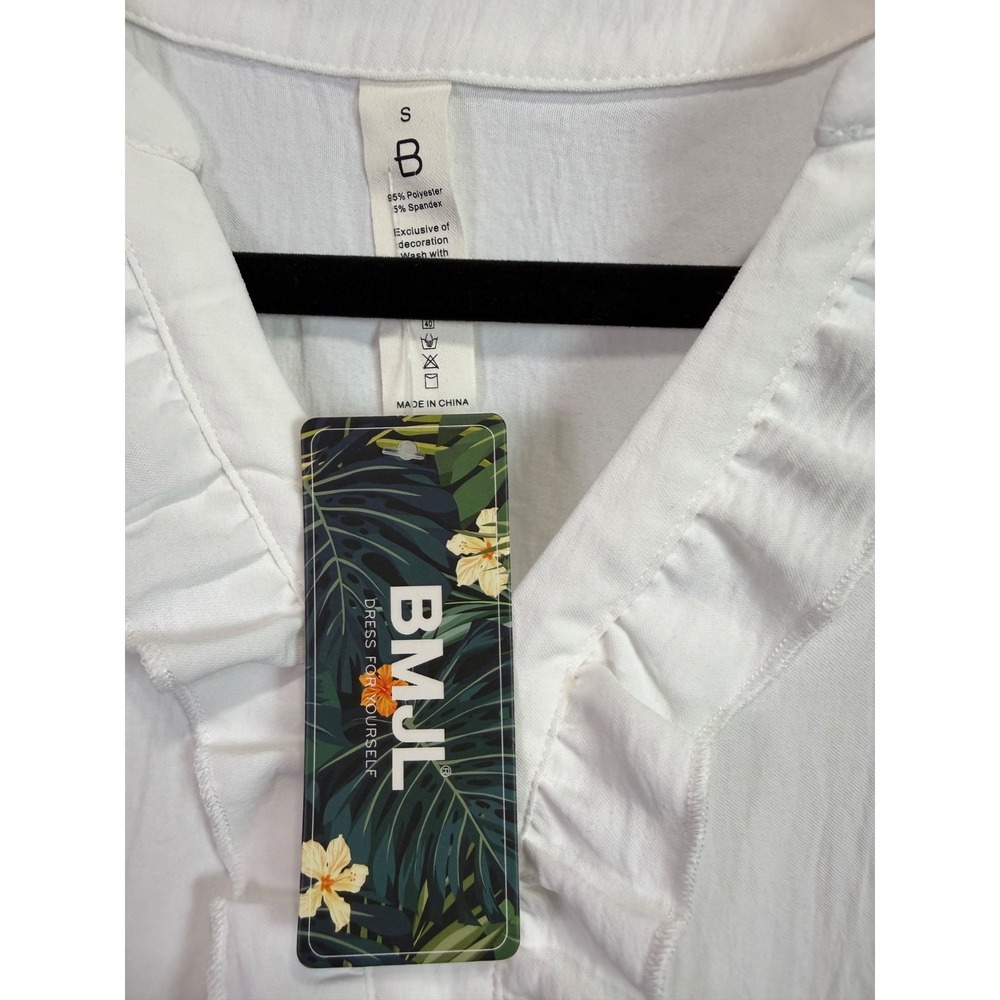 BMJL White Ruffle V-Neck Flutter Sleeve Blouse Women's Size Small NWT - Picture 4 of 5